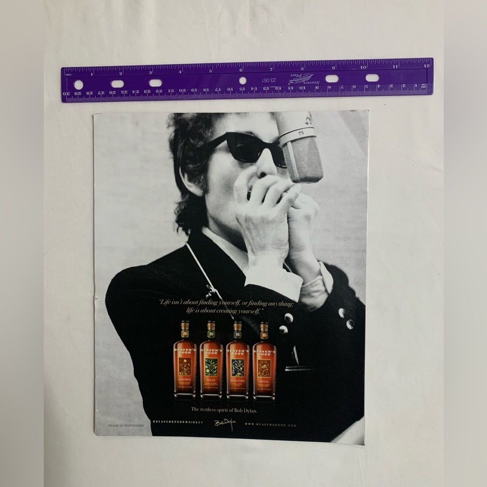 Bob Dylan “Playing Harmonica” Heaven’s Door Magazine Ad